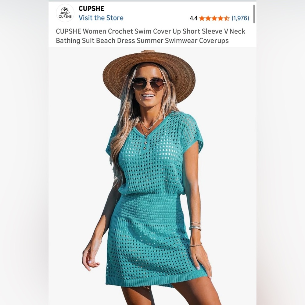 Cupshe Teal Crochet Swim Cover-Up